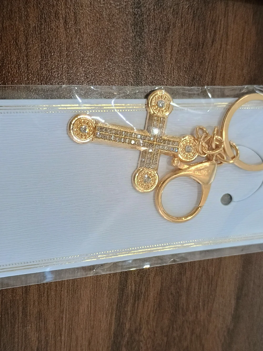 Gold Cross Keychain Card Holder